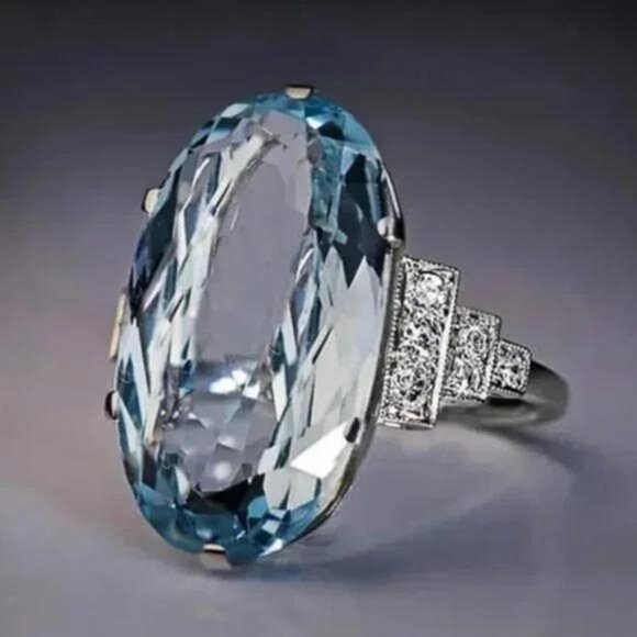 Jewelry - NEW OVAL DIAMOND S925 STERLING SILVER RING, CUTE RING, SHINY RING.